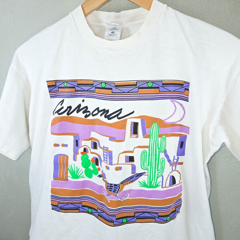 Vintage 90s Arizona Pueblo Desert Roadrunner Single Stitch Shirt Sz XL